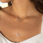 Rose Quartz Y Necklace ~ Sterling Silver 925 - Maresia Jewelry