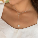 Rose Quartz Y Necklace ~ Sterling Silver 925 - Maresia Jewelry