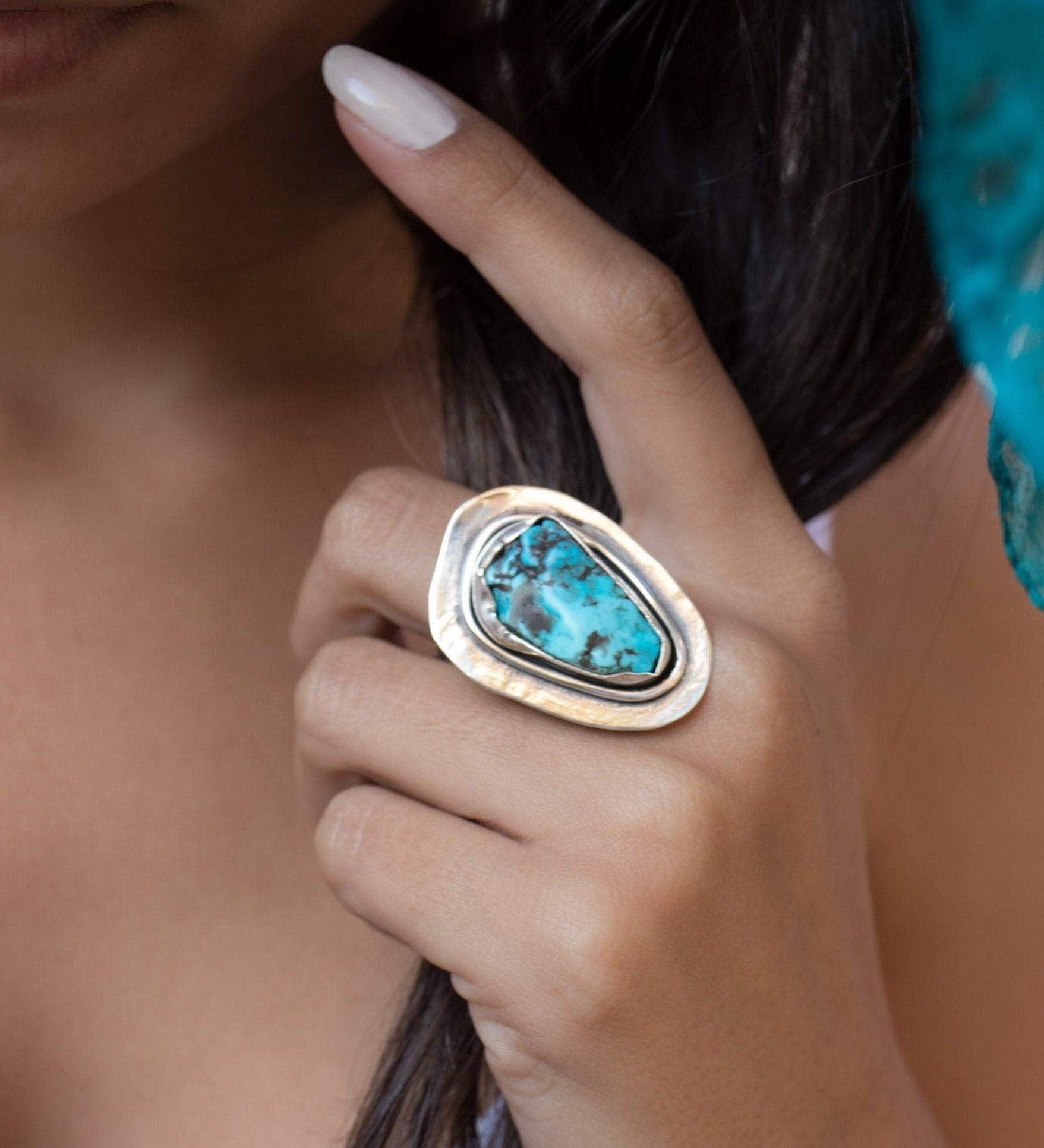 Rough Turquoise Ring ~ Sterling Silver 925 ~ MR035 - Maresia Jewelry