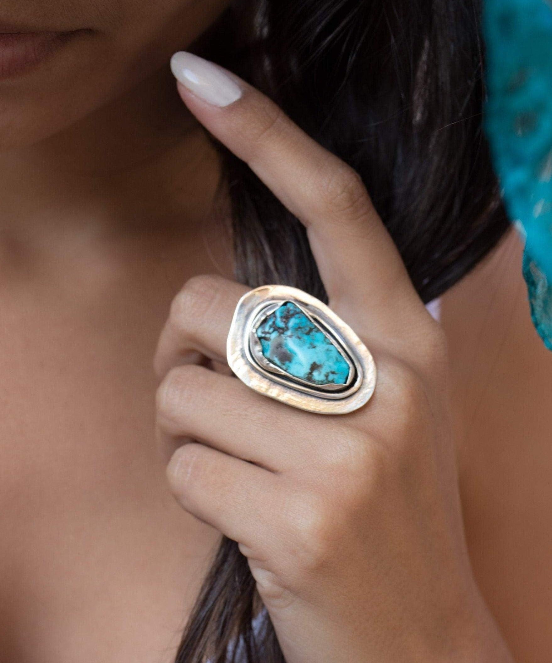 Rough Turquoise Ring ~ Sterling Silver 925 ~ MR035 - Maresia Jewelry