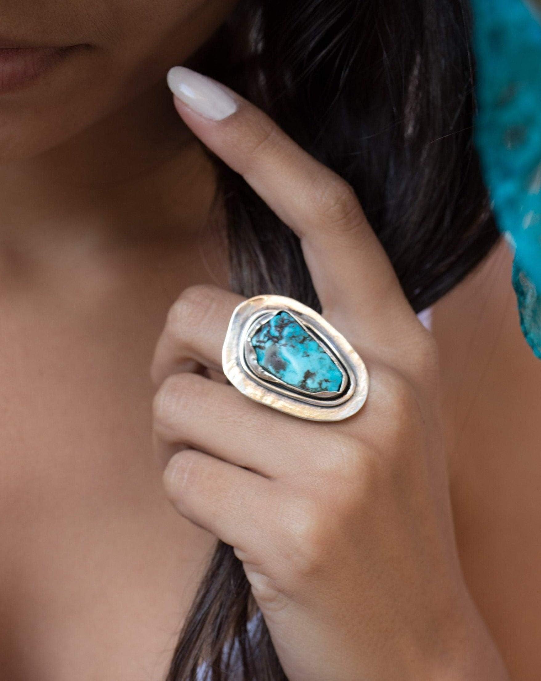 Rough Turquoise Ring ~ Sterling Silver 925 ~ MR035 - Maresia Jewelry