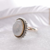 Round Moonstone Ring ~ Sterling Silver 925 Gold Vermeil ~MR026 - Maresia Jewelry