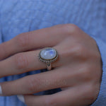 Round Moonstone Ring ~ Sterling Silver 925 Gold Vermeil ~MR026 - Maresia Jewelry