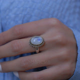 Round Moonstone Ring ~ Sterling Silver 925 Gold Vermeil ~MR026 - Maresia Jewelry