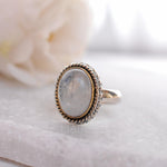 Round Moonstone Ring ~ Sterling Silver 925 Gold Vermeil ~MR026 - Maresia Jewelry
