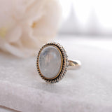 Round Moonstone Ring ~ Sterling Silver 925 Gold Vermeil ~MR026 - Maresia Jewelry