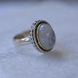 Round Moonstone Ring ~ Sterling Silver 925 Gold Vermeil ~MR026 - Maresia Jewelry