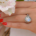 Round Moonstone Ring ~ Sterling Silver 925 ~MR030 - Maresia Jewelry