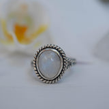 Round Moonstone Ring ~ Sterling Silver 925 ~MR030 - Maresia Jewelry