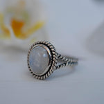 Round Moonstone Ring ~ Sterling Silver 925 ~MR030 - Maresia Jewelry