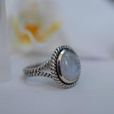 Round Moonstone Ring ~ Sterling Silver 925 ~MR030 - Maresia Jewelry