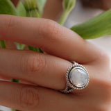 Round Moonstone Ring ~ Sterling Silver 925 ~MR030 - Maresia Jewelry