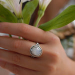 Round Moonstone Ring ~ Sterling Silver 925 ~MR030 - Maresia Jewelry