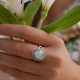 Round Moonstone Ring ~ Sterling Silver 925 ~MR030 - Maresia Jewelry