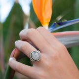 Round Moonstone Ring ~ Sterling Silver 925 ~MR030 - Maresia Jewelry