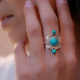 Round Turquoise Ring ~ Sterling Silver 925 ~ MR121 - Maresia Jewelry