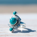 Round Turquoise Ring ~ Sterling Silver 925 ~ MR121 - Maresia Jewelry