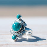 Round Turquoise Ring ~ Sterling Silver 925 ~ MR121 - Maresia Jewelry