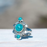Round Turquoise Ring ~ Sterling Silver 925 ~ MR121 - Maresia Jewelry
