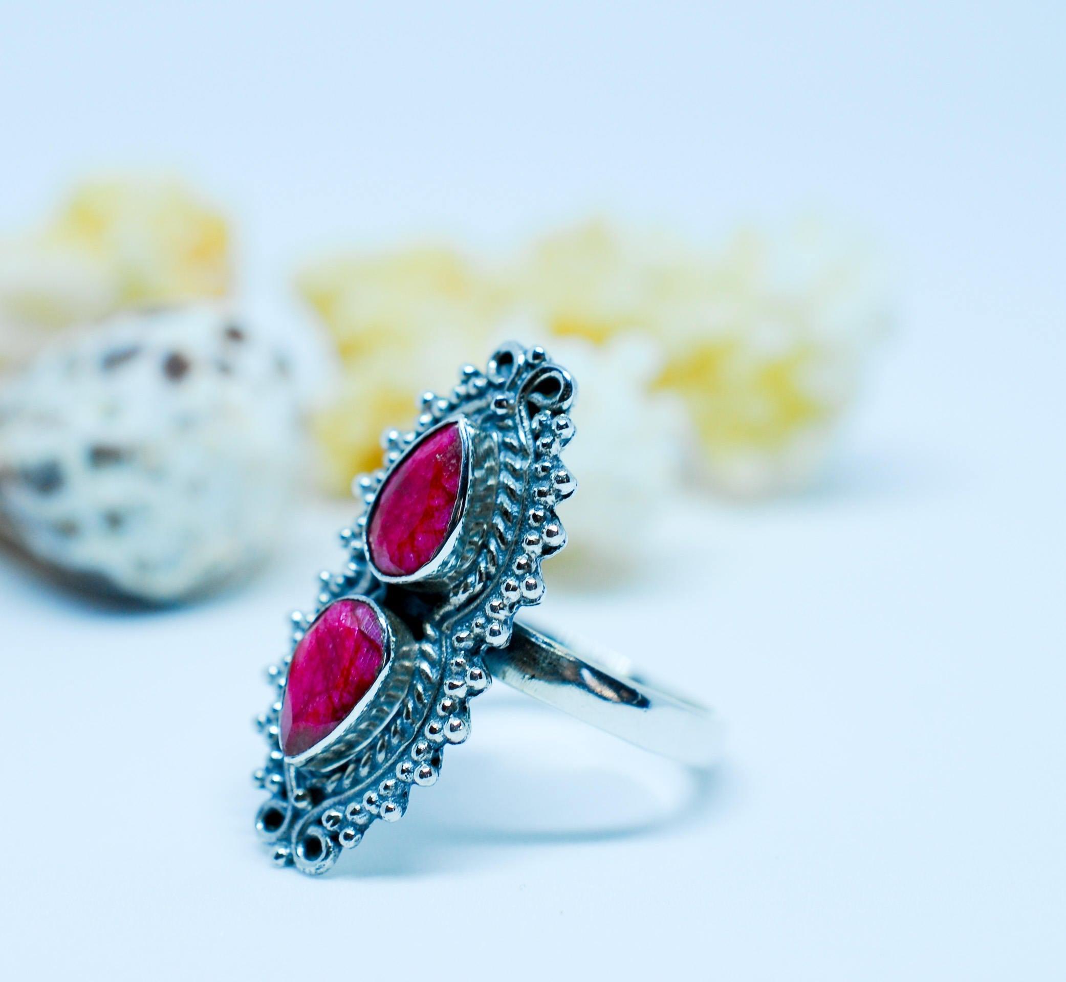 Ruby Ring ~ Sterling Silver 925 ~ MR040 - Maresia Jewelry