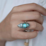 Turquoise Ring ~ oval shape ~Sterling Silver 925 ~ Handmade ~ Gemstone ~ Statement~ December Birthstone Boho * MR283