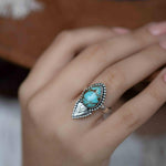 Turquoise Ring ~ oval shape ~Sterling Silver 925 ~ Handmade ~ Gemstone ~ Statement~ December Birthstone Boho * MR283