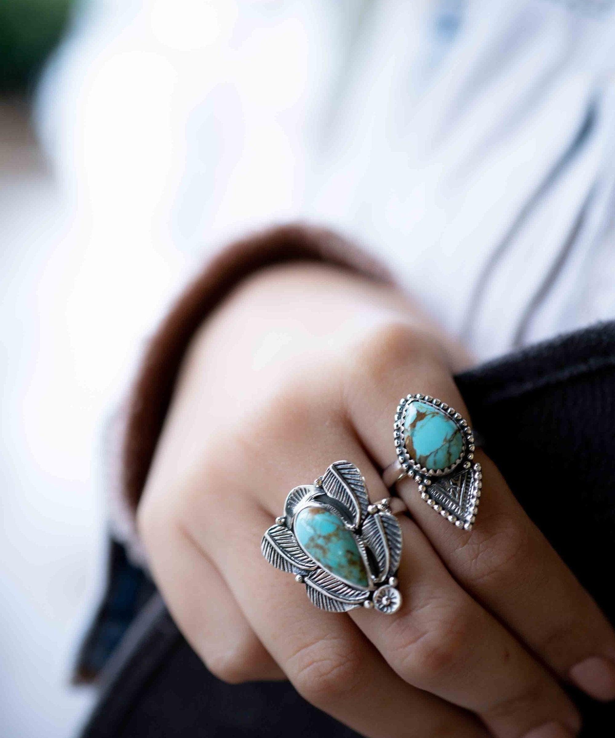 Turquoise Ring ~ oval shape ~Sterling Silver 925 ~ Handmade ~ Gemstone ~ Statement~ December Birthstone Boho * MR283