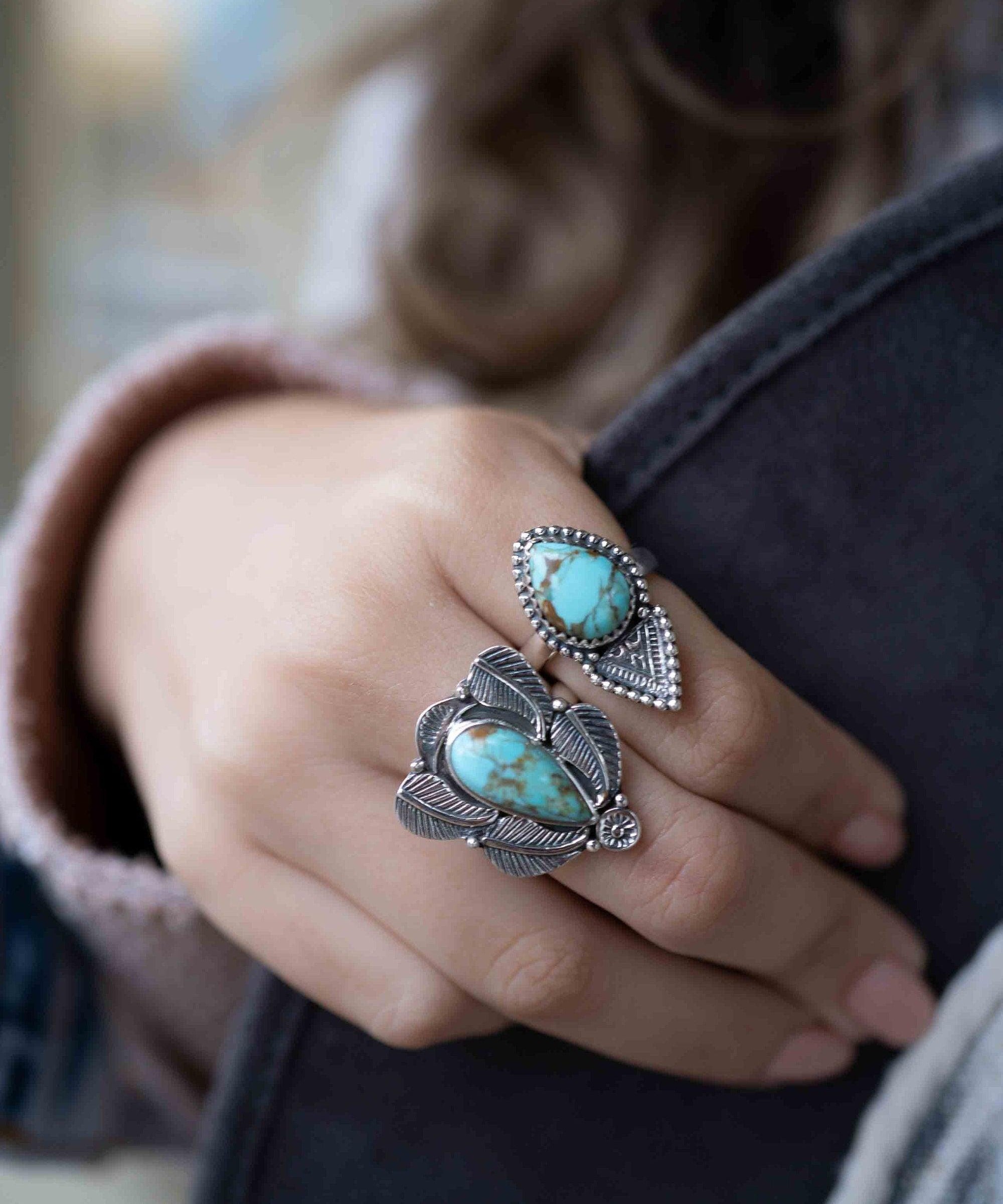 Turquoise Ring ~ oval shape ~Sterling Silver 925 ~ Handmade ~ Gemstone ~ Statement~ December Birthstone Boho * MR283