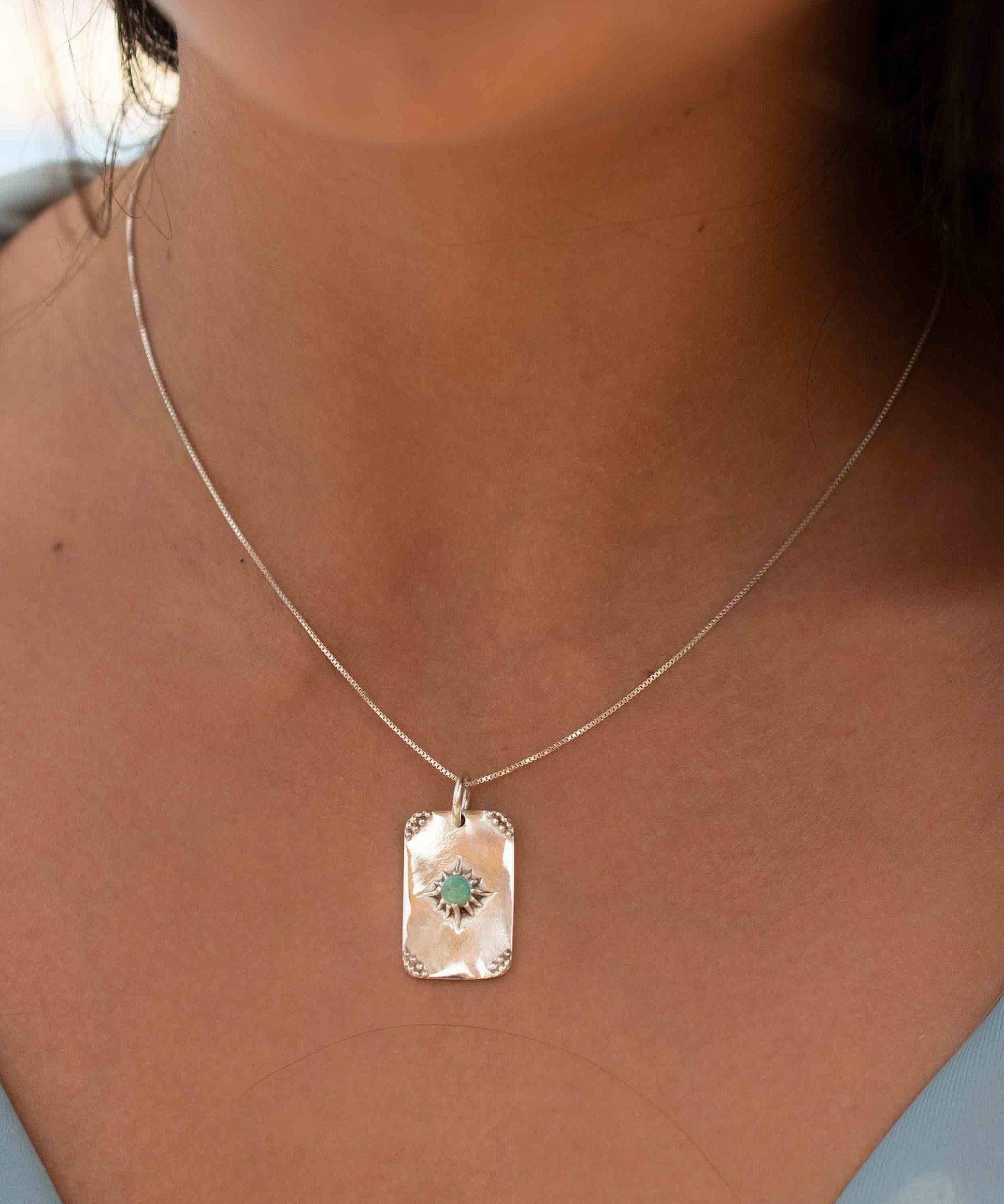 Moonstone or Turquoise Pendant ~ Rectangular ~ Sterling Silver 925  ~ Delicate ~ Bohemian ~  Charm ~ MN083