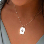 Moonstone or Turquoise Pendant ~ Rectangular ~ Sterling Silver 925  ~ Delicate ~ Bohemian ~  Charm ~ MN083