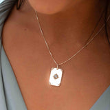 Moonstone or Turquoise Pendant ~ Rectangular ~ Sterling Silver 925  ~ Delicate ~ Bohemian ~  Charm ~ MN083