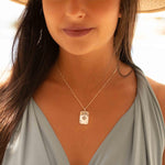 Moonstone or Turquoise Pendant ~ Rectangular ~ Sterling Silver 925  ~ Delicate ~ Bohemian ~  Charm ~ MN083