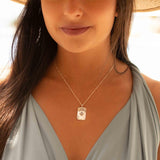 Moonstone or Turquoise Pendant ~ Rectangular ~ Sterling Silver 925  ~ Delicate ~ Bohemian ~  Charm ~ MN083
