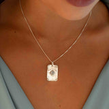 Moonstone or Turquoise Pendant ~ Rectangular ~ Sterling Silver 925  ~ Delicate ~ Bohemian ~  Charm ~ MN083
