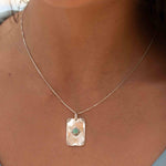 Turquoise or Moonstone Pendant ~ Rectangular ~ Sterling Silver 925  ~ Delicate ~ Bohemian ~  Charm ~ MN082