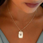 Turquoise or Moonstone Pendant ~ Rectangular ~ Sterling Silver 925  ~ Delicate ~ Bohemian ~  Charm ~ MN082