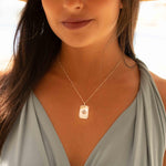 Turquoise or Moonstone Pendant ~ Rectangular ~ Sterling Silver 925  ~ Delicate ~ Bohemian ~  Charm ~ MN082