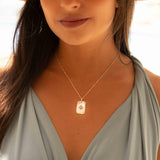 Turquoise or Moonstone Pendant ~ Rectangular ~ Sterling Silver 925  ~ Delicate ~ Bohemian ~  Charm ~ MN082