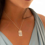 Turquoise or Moonstone Pendant ~ Rectangular ~ Sterling Silver 925  ~ Delicate ~ Bohemian ~  Charm ~ MN082