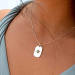 Turquoise or Moonstone Pendant ~ Rectangular ~ Sterling Silver 925  ~ Delicate ~ Bohemian ~  Charm ~ MN082