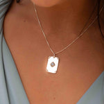 Turquoise or Moonstone Pendant ~ Rectangular ~ Sterling Silver 925  ~ Delicate ~ Bohemian ~  Charm ~ MN082