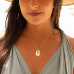 Turquoise or Moonstone Pendant ~ Rectangular ~ Sterling Silver 925  ~ Delicate ~ Bohemian ~  Charm ~ MN082