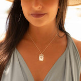 Turquoise or Moonstone Pendant ~ Rectangular ~ Sterling Silver 925  ~ Delicate ~ Bohemian ~  Charm ~ MN082