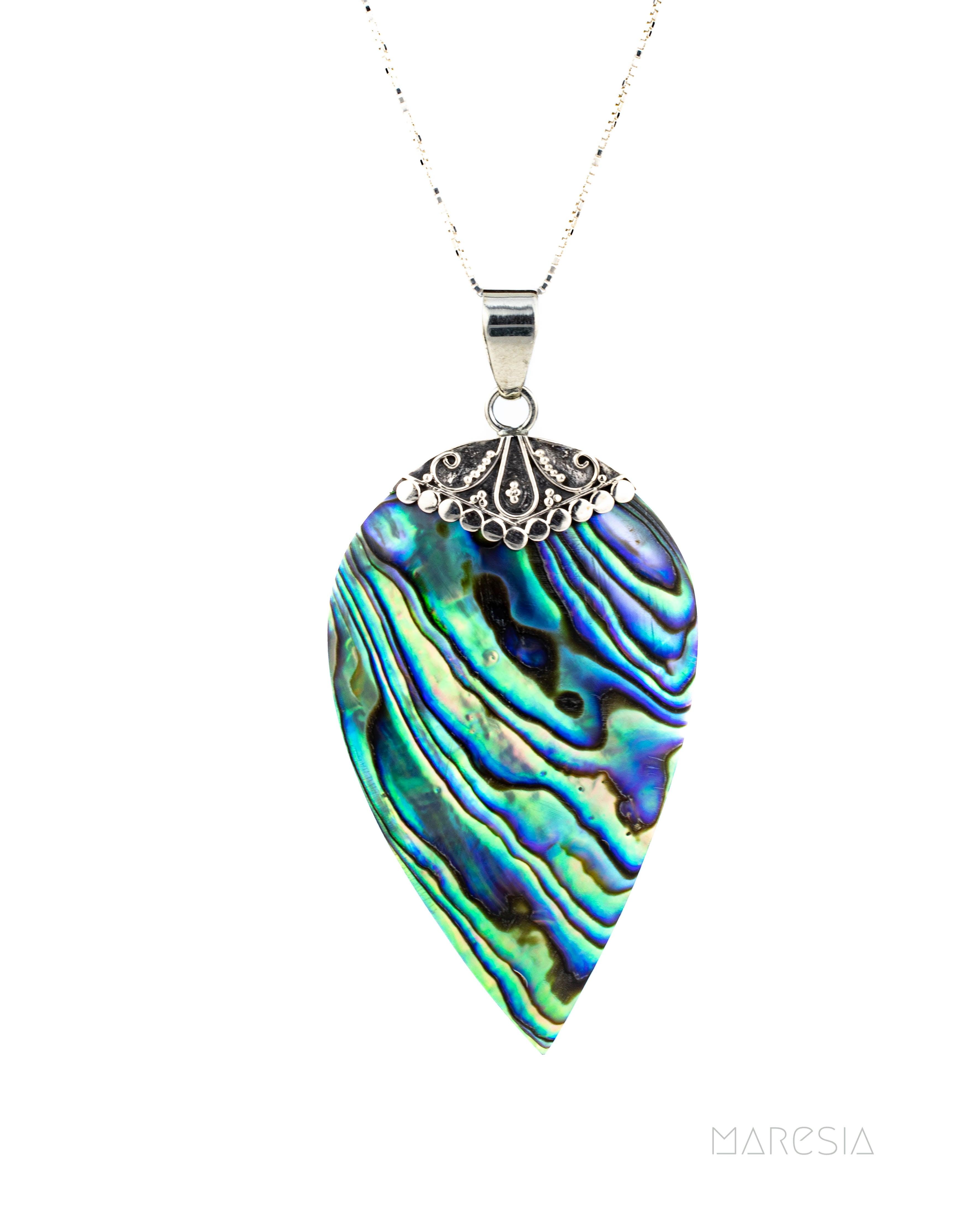 Sarah leaf Pendant ~ Abalone ~ Sterling Silver 925 - Maresia Jewelry