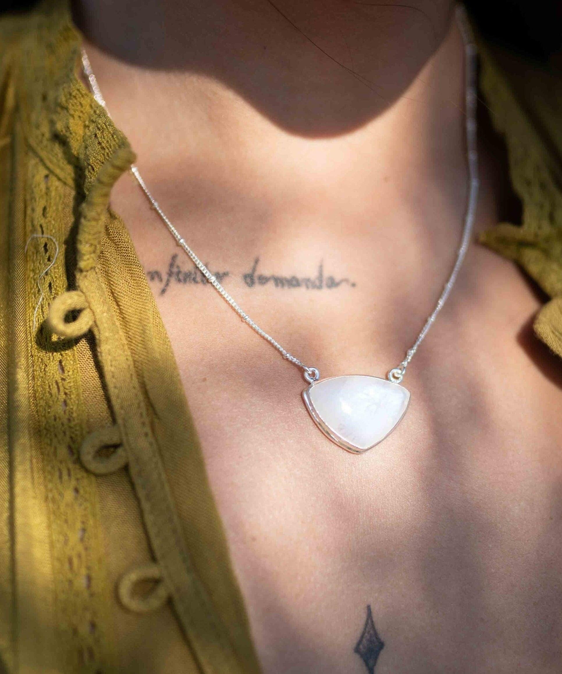 Moonstone half moon Necklace ~ Sterling Silver 925 ~Jewelry ~ Gift For Her ~ Minimalist~ Handmade~ Thin Chain~ Delicate ~Layered ~ MN088