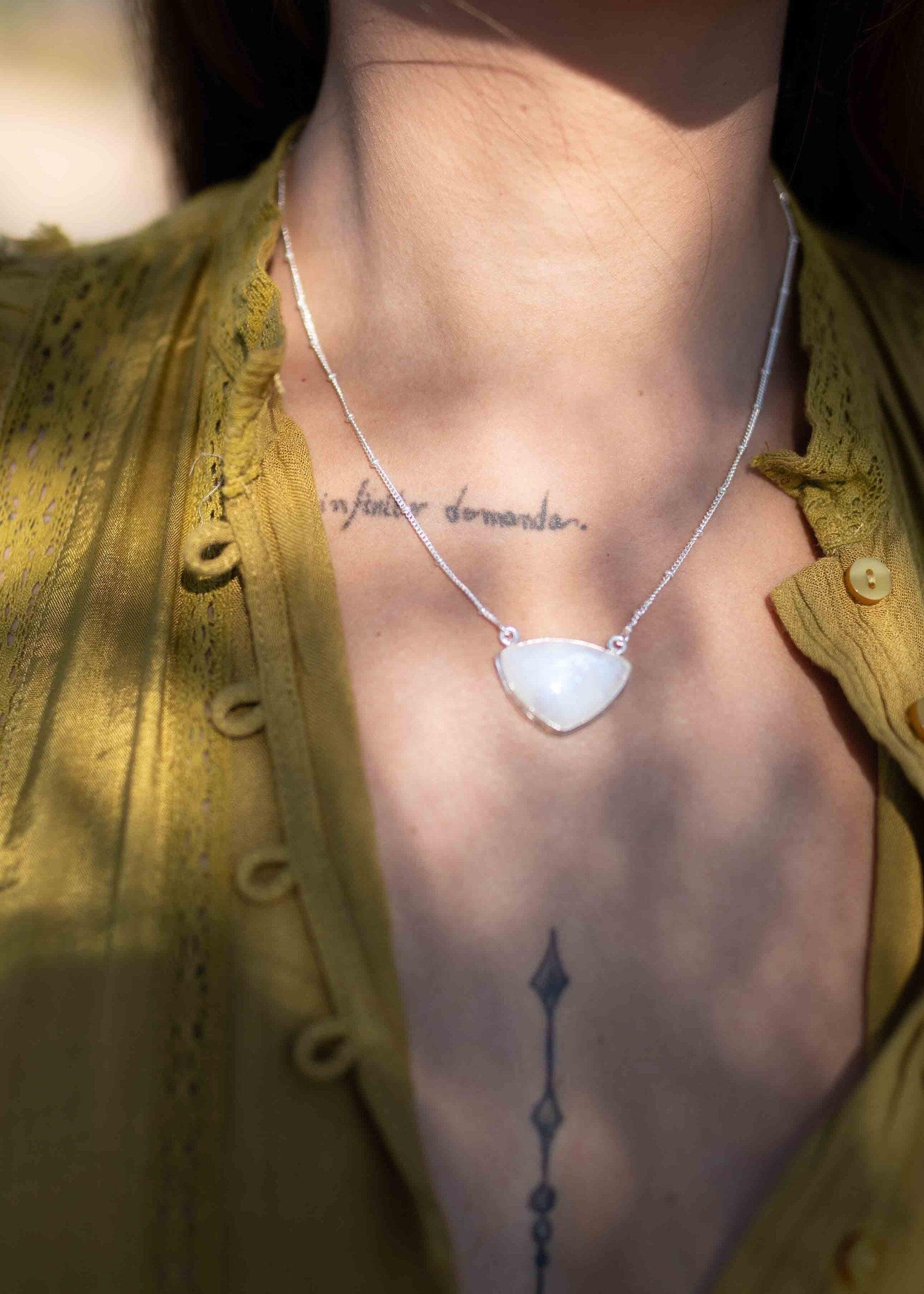 Moonstone half moon Necklace ~ Sterling Silver 925 ~Jewelry ~ Gift For Her ~ Minimalist~ Handmade~ Thin Chain~ Delicate ~Layered ~ MN088