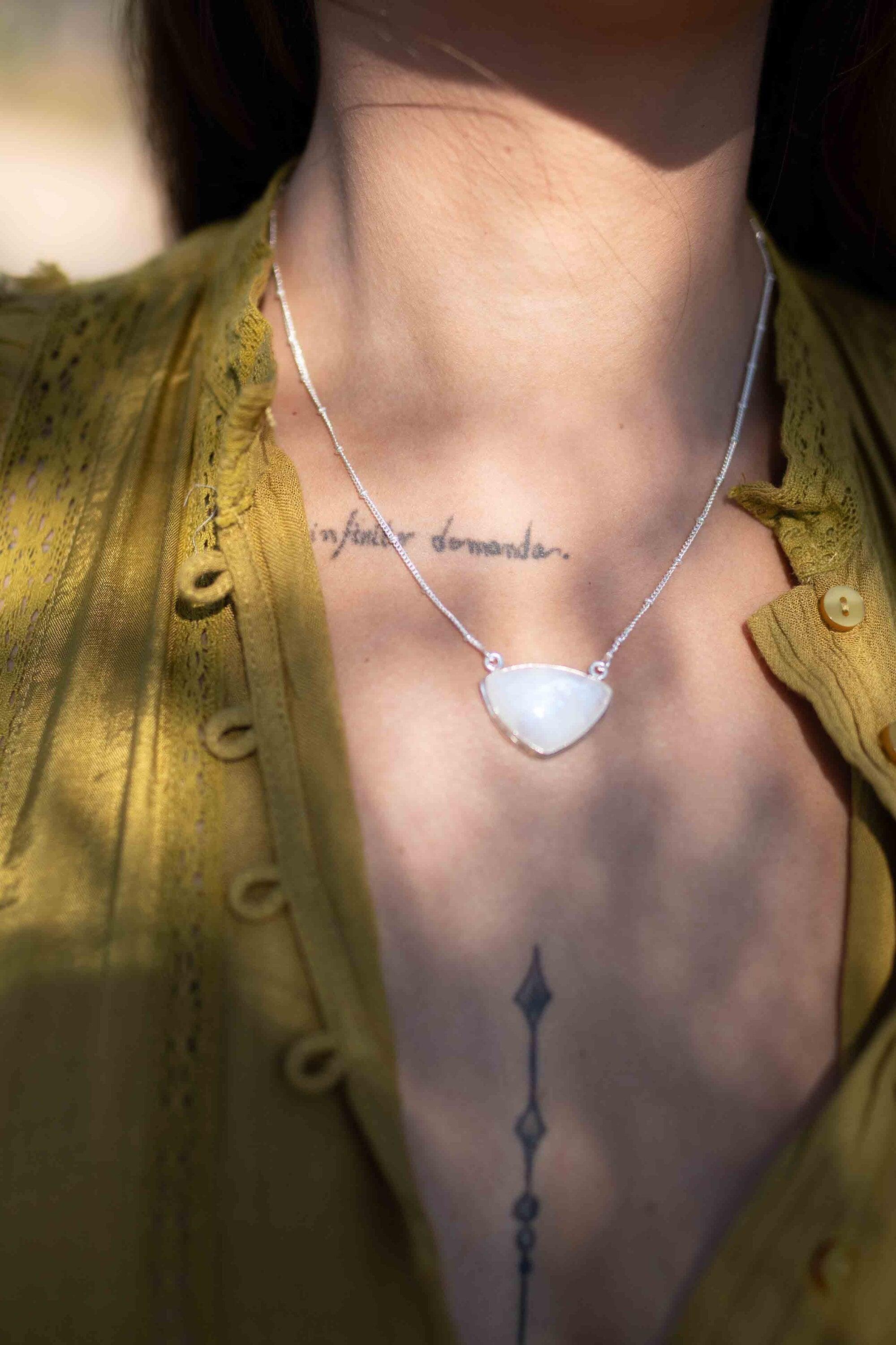 Moonstone half moon Necklace ~ Sterling Silver 925 ~Jewelry ~ Gift For Her ~ Minimalist~ Handmade~ Thin Chain~ Delicate ~Layered ~ MN088