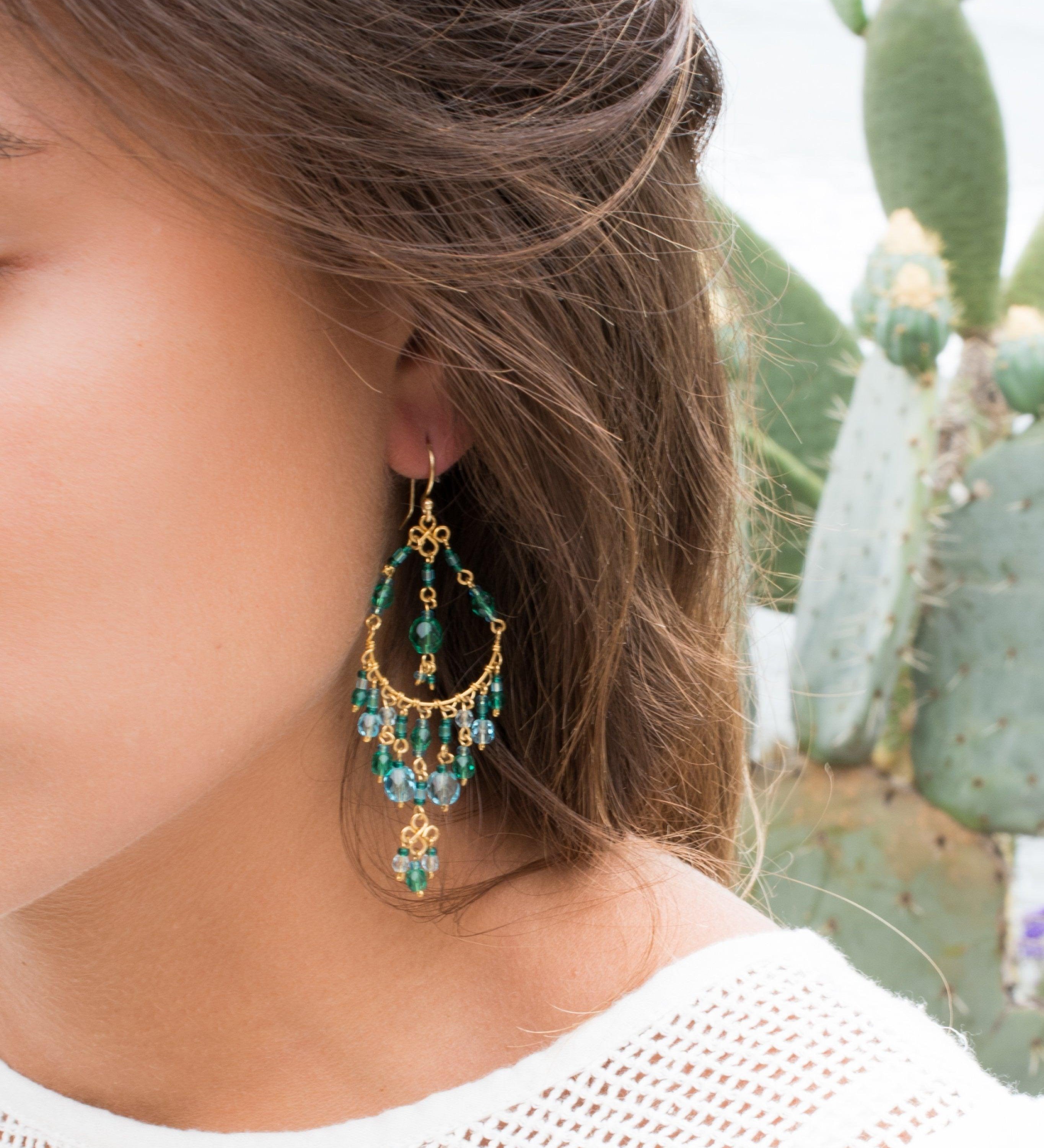 Silvia Chandelier Earrings ~Gold Plated ~ SME031 - Maresia Jewelry