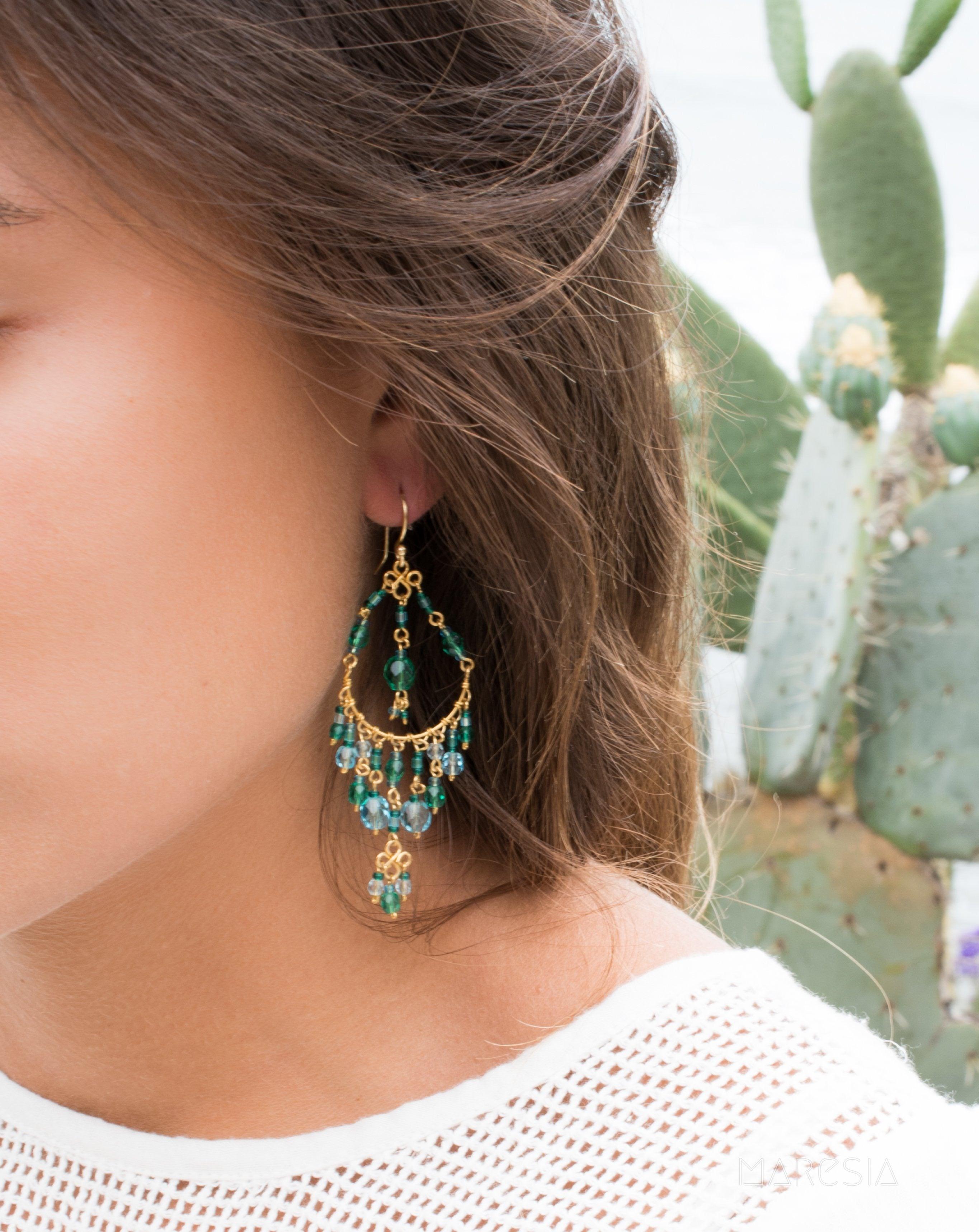 Silvia Chandelier Earrings ~Gold Plated ~ SME031 - Maresia Jewelry