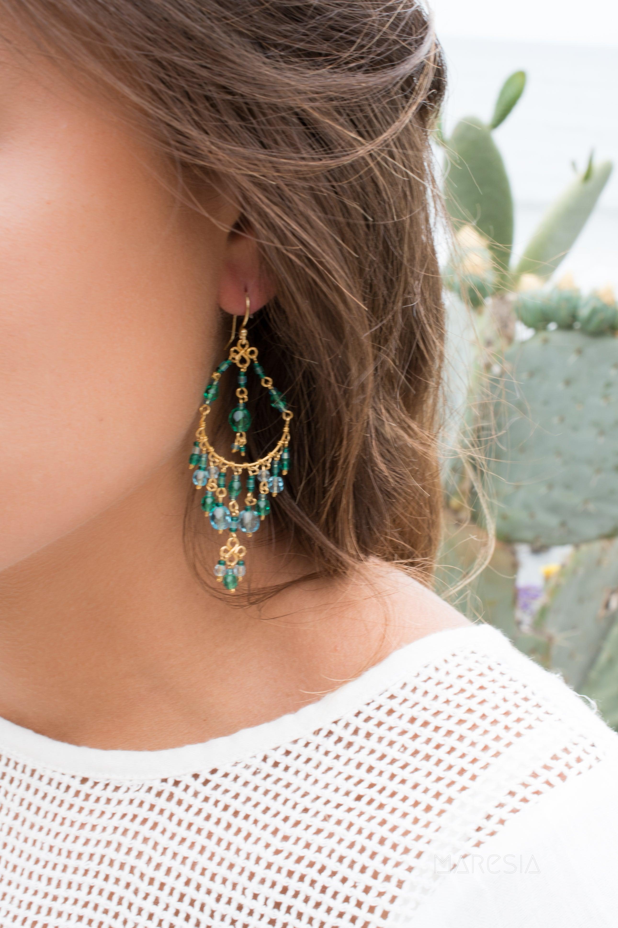 Silvia Chandelier Earrings ~Gold Plated ~ SME031 - Maresia Jewelry